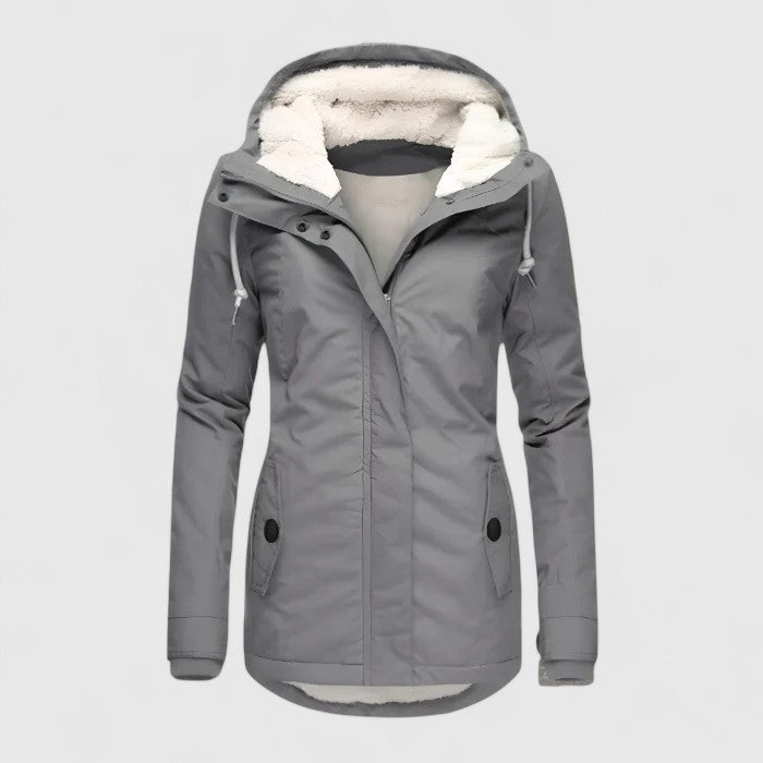 Effortless Sherpa Lined Parka Jacket for Women with Hooded Long Sleeve Zip Front Winter Style