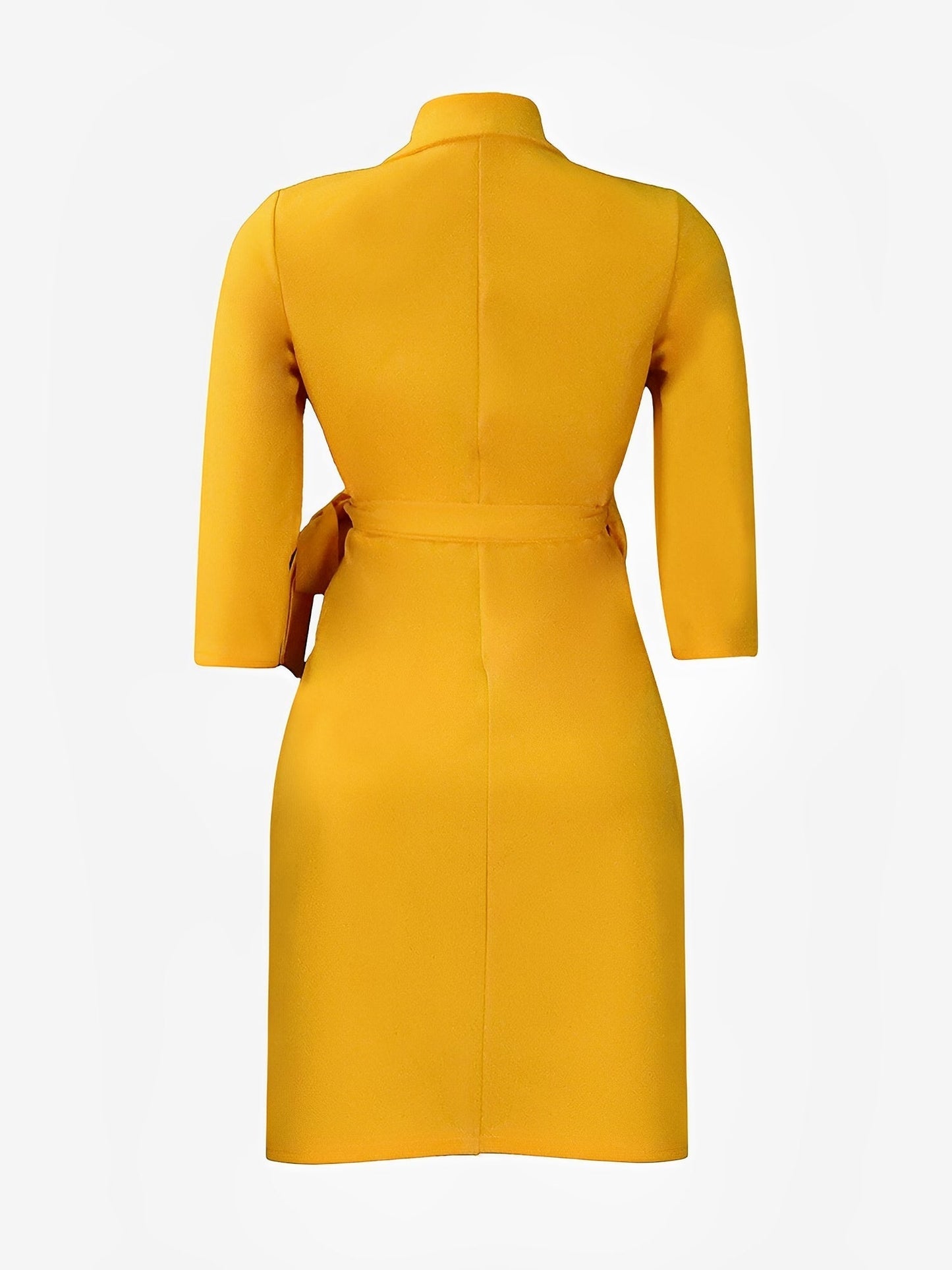 Elegant Wrap Mini Dress for Women with Collar Elbow Sleeve Pleated Tie Waist