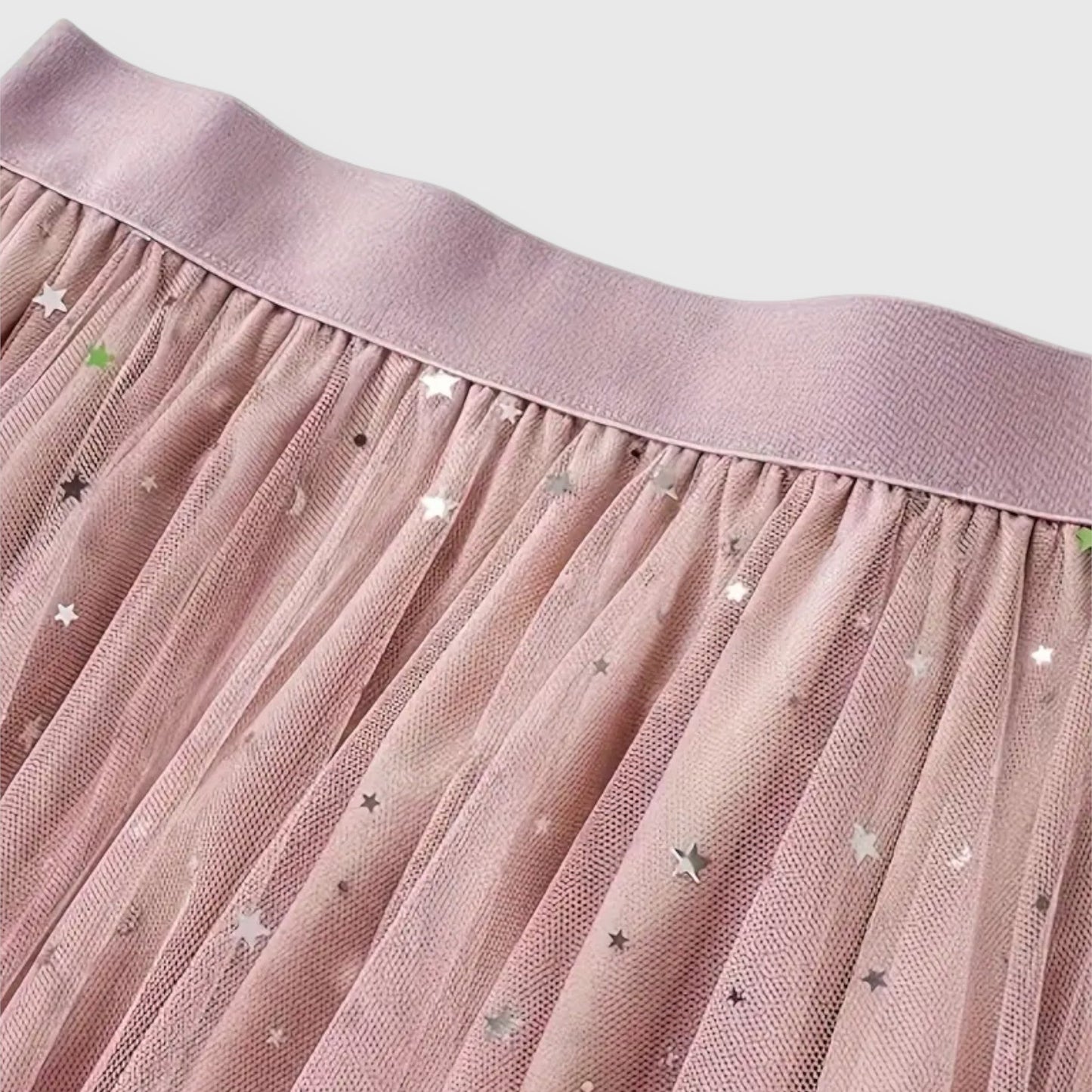 Elegant Midi Skirt for Women with Elastic High Waist Sparkle Tulle Asymmetric Handkerchief Hem Casual Style