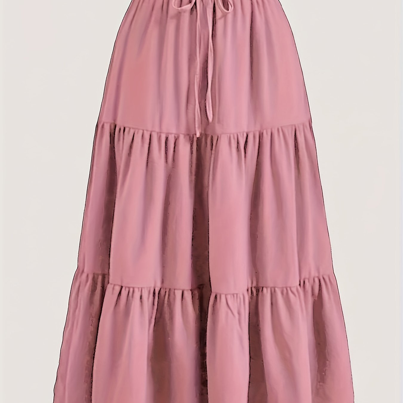 Effortless Tiered Maxi Skirt for Women with Paperbag Waist Drawstring Tie Flowing Boho Style