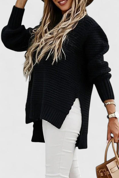 Comfortable Chunky Knit Sweater for Women with High Neck Long Sleeve Relaxed Oversized Style