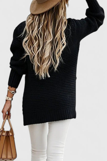 Comfortable Chunky Knit Sweater for Women with High Neck Long Sleeve Relaxed Oversized Style