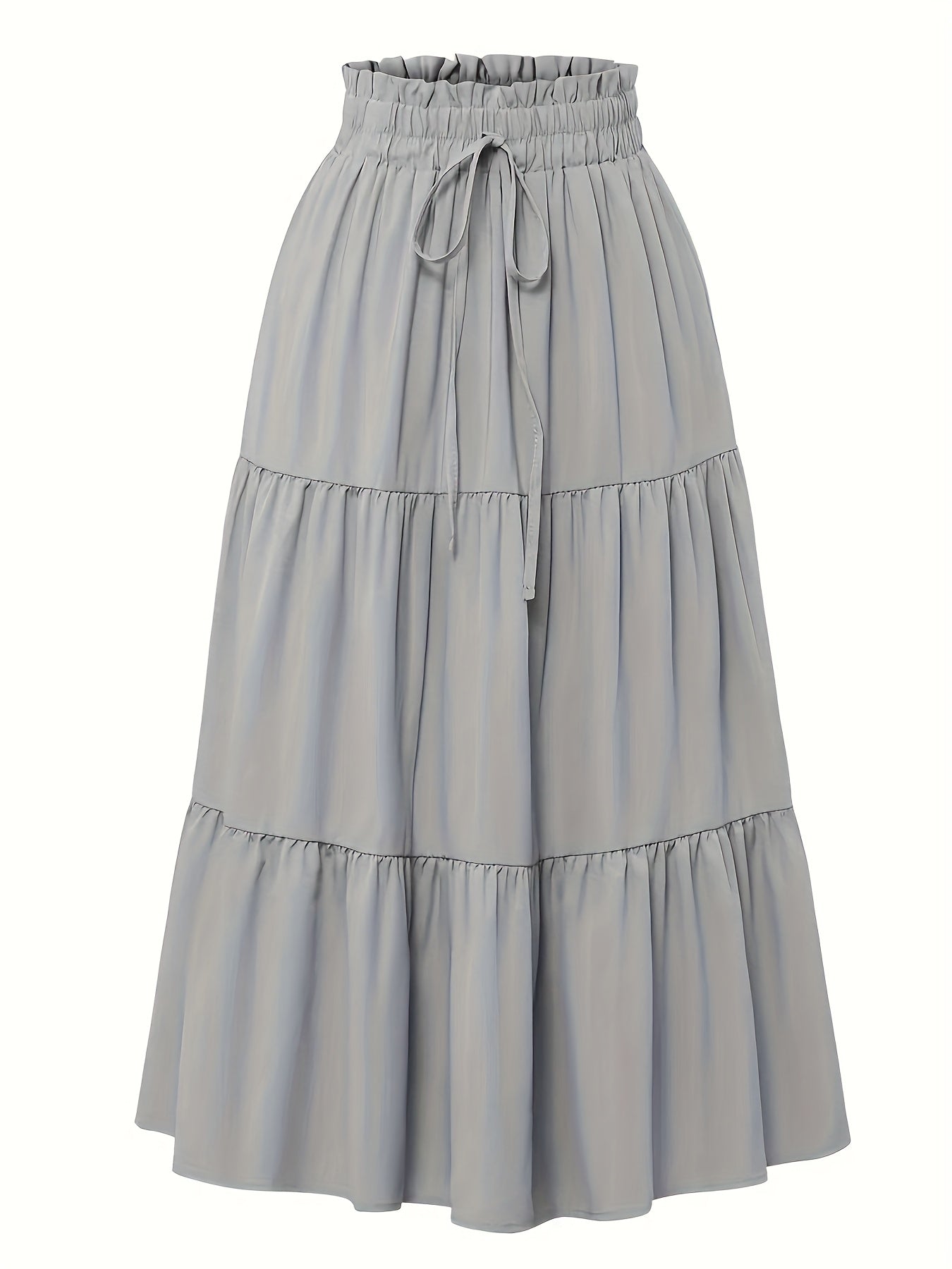Effortless Tiered Maxi Skirt for Women with Paperbag Waist Drawstring Tie Flowing Boho Style