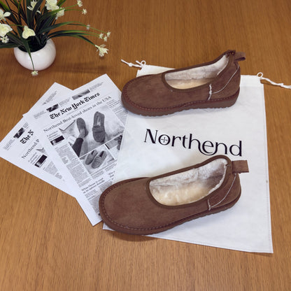 Comfortable Slippers for Women with Faux Shearling Collar Suede Look Low Cut Pull On Style