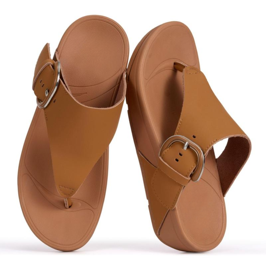 Comfortable Thong Sandals for Women with Buckle Detail Cushioned Footbed Slip On Style