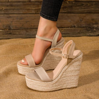 Elegant Espadrille Wedge Sandals for Women with Ankle Strap Buckle Platform Open Toe Style