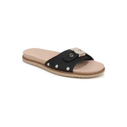 Comfortable Flat Sandals for Women with Woven Twist Strap Studded Cork Sole Slide Style
