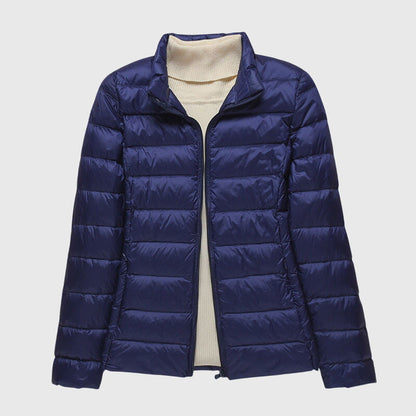 Effortless Quilted Puffer Jacket for Women with Hooded Long Sleeve Zip Front Lightweight Style