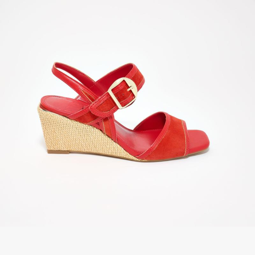 Elegant Wedge Sandals for Women with Ankle Strap Buckle Detail Espadrille Open Toe Style
