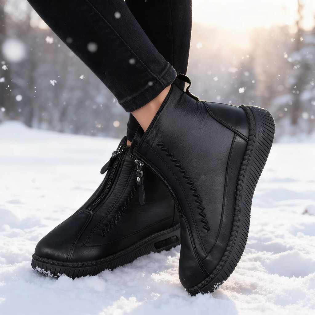 Comfortable Winter Shoes for Women with Fleece Lining Side Zip Ankle Boot Style