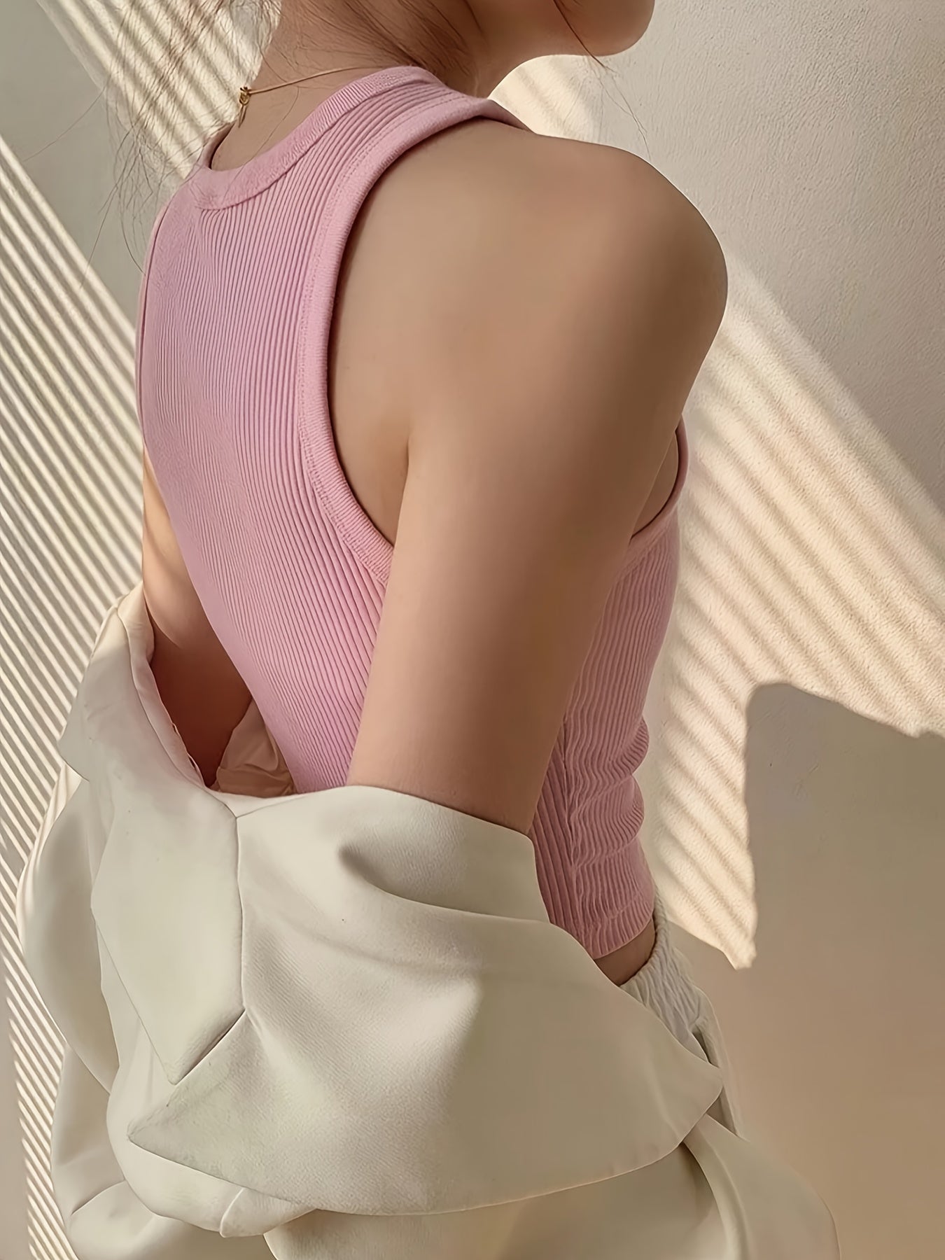 Effortless Ribbed Tank Top for Women with Mock Neck Sleeveless Cropped Racerback Style