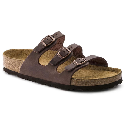 Comfortable Sandals for Women with Triple Buckle Strap Cork Footbed Flat Slide Style