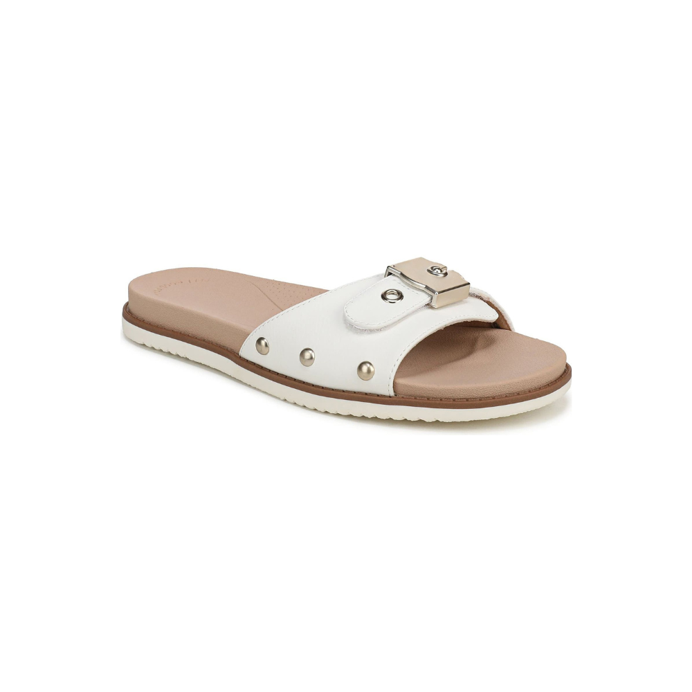 Comfortable Flat Sandals for Women with Woven Twist Strap Studded Cork Sole Slide Style