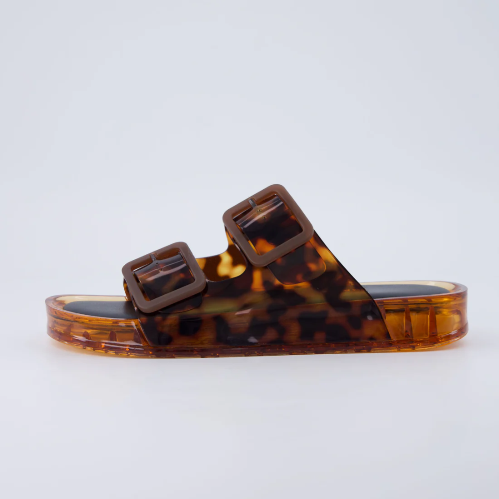 Comfortable Jelly Sandals for Women with Double Buckle Strap Translucent Slide Waterproof Style