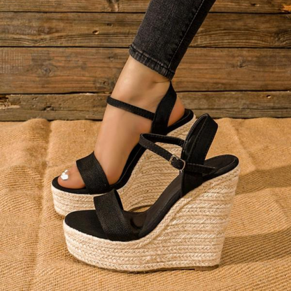 Elegant Espadrille Wedge Sandals for Women with Ankle Strap Buckle Platform Open Toe Style