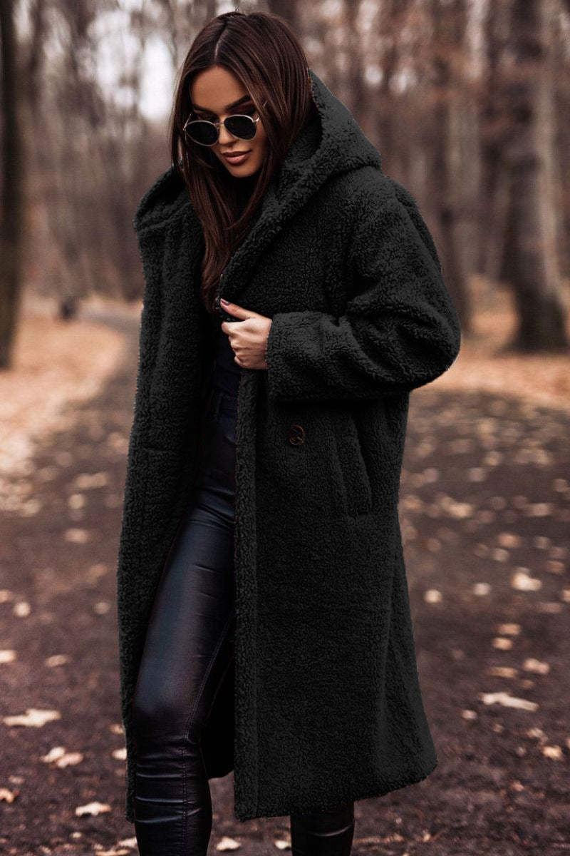 Comfortable Sherpa Coat for Women with Hooded Long Sleeve Oversized Longline Style