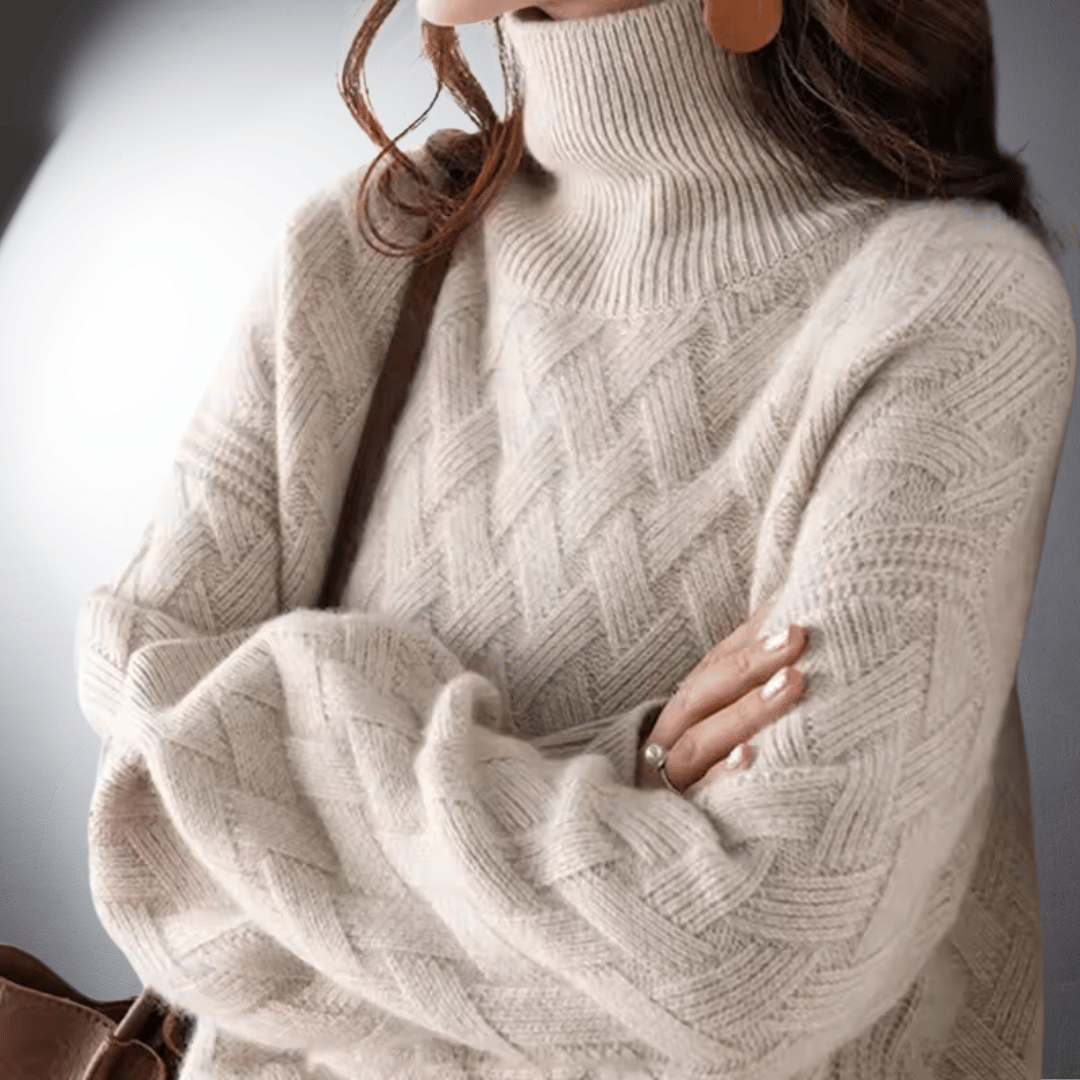 Comfortable Chunky Knit Sweater for Women with Turtleneck Long Sleeve Relaxed Oversized Style