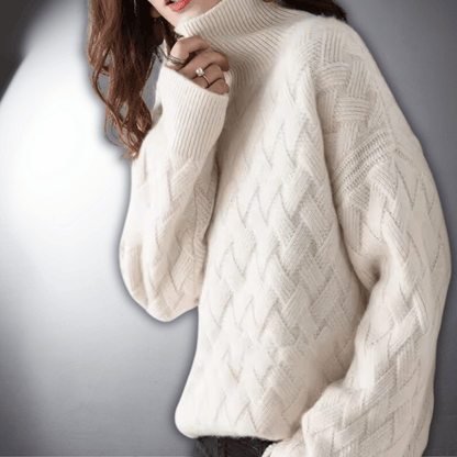 Comfortable Chunky Knit Sweater for Women with Turtleneck Long Sleeve Relaxed Oversized Style