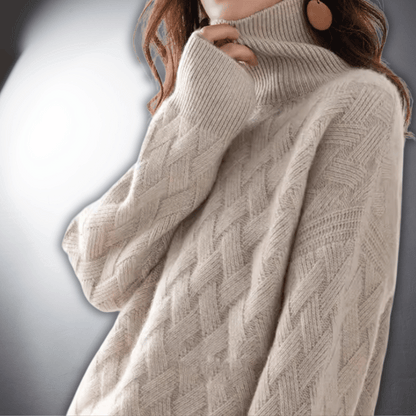 Comfortable Chunky Knit Sweater for Women with Turtleneck Long Sleeve Relaxed Oversized Style