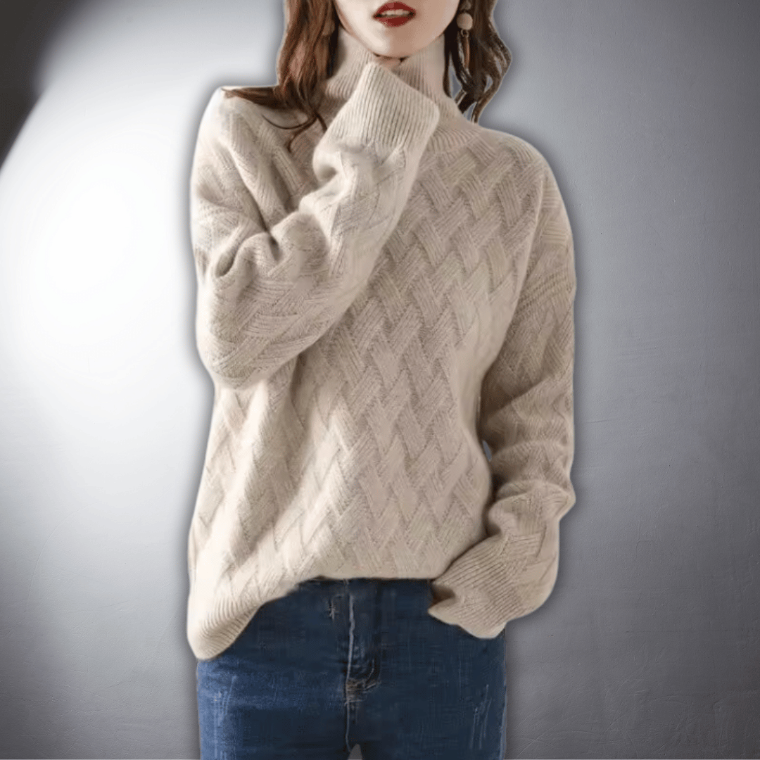 Comfortable Chunky Knit Sweater for Women with Turtleneck Long Sleeve Relaxed Oversized Style