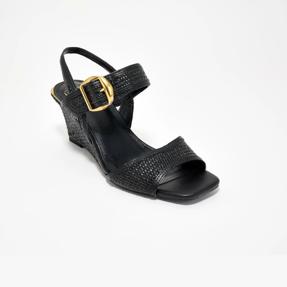 Elegant Wedge Sandals for Women with Ankle Strap Buckle Detail Espadrille Open Toe Style
