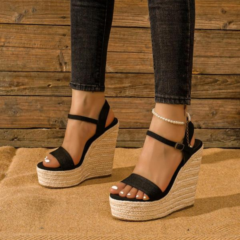 Elegant Espadrille Wedge Sandals for Women with Ankle Strap Buckle Platform Open Toe Style