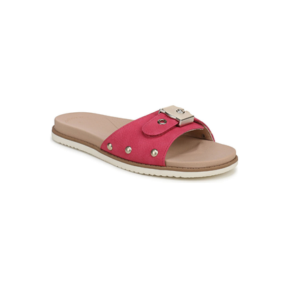 Comfortable Flat Sandals for Women with Woven Twist Strap Studded Cork Sole Slide Style