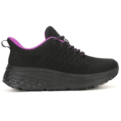 Comfortable Black Running Shoes for Women with Lace Up Breathable Mesh Cushioned Sole Style