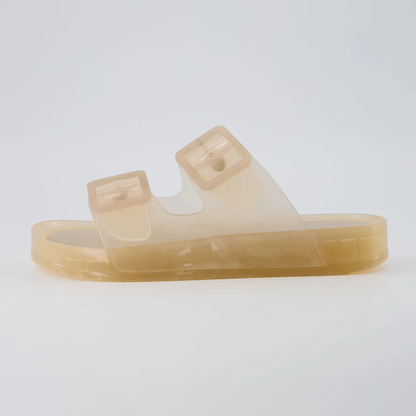 Comfortable Jelly Sandals for Women with Double Buckle Strap Translucent Slide Waterproof Style