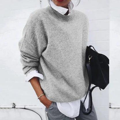 Comfortable Sweater for Women with Mock Neck Long Sleeve Relaxed Oversized Knit Style