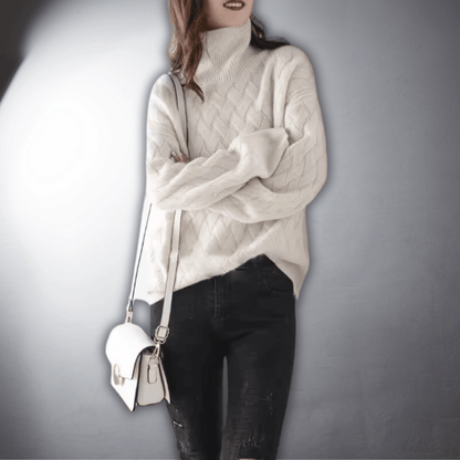Comfortable Chunky Knit Sweater for Women with Turtleneck Long Sleeve Relaxed Oversized Style