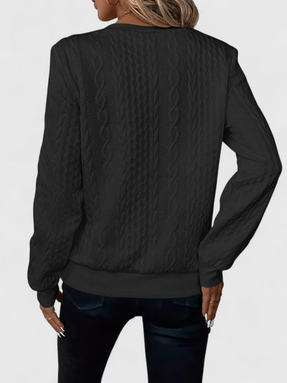 Comfortable Cable Knit Pullover Sweater for Women with Zip Neck Long Sleeve Relaxed Oversized Casual Style