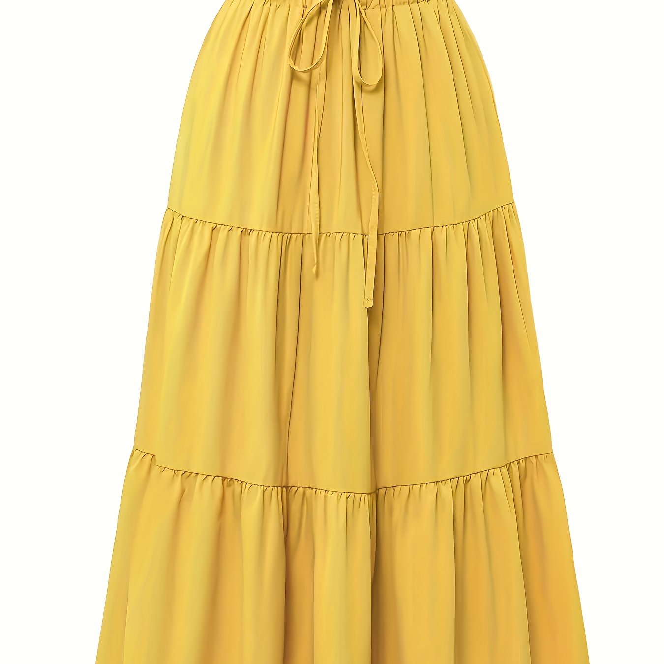 Effortless Tiered Maxi Skirt for Women with Paperbag Waist Drawstring Tie Flowing Boho Style