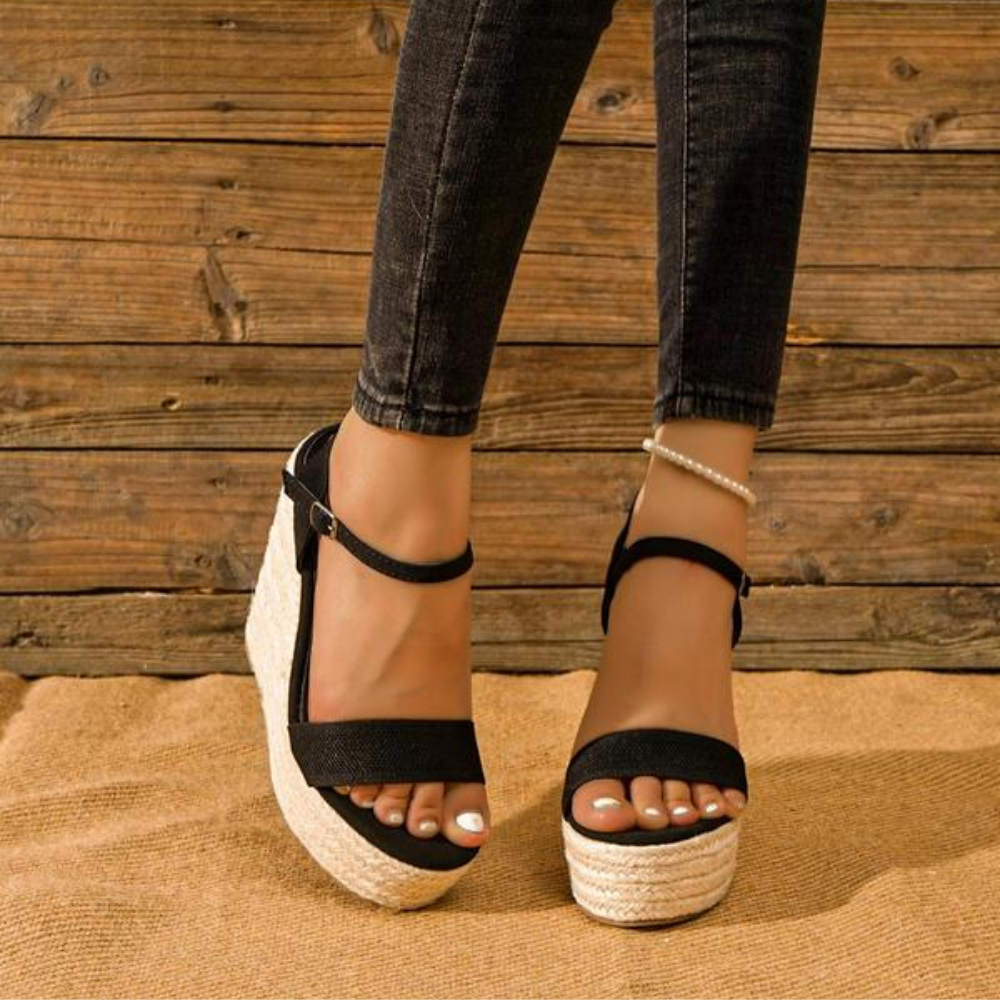 Elegant Espadrille Wedge Sandals for Women with Ankle Strap Buckle Platform Open Toe Style