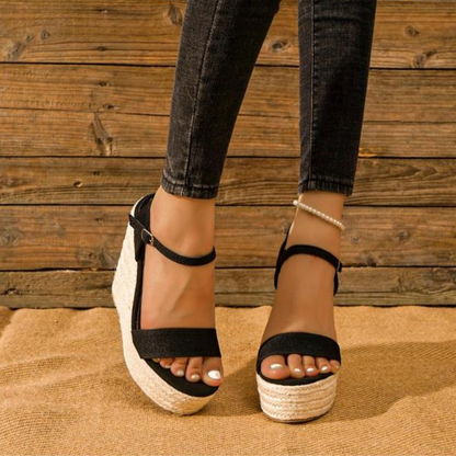 Elegant Espadrille Wedge Sandals for Women with Ankle Strap Buckle Platform Open Toe Style