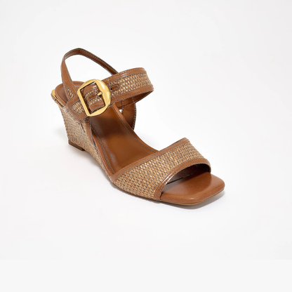 Elegant Wedge Sandals for Women with Ankle Strap Buckle Detail Espadrille Open Toe Style