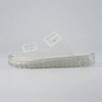 Comfortable Jelly Sandals for Women with Double Buckle Strap Translucent Slide Waterproof Style