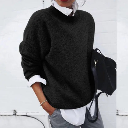 Comfortable Sweater for Women with Mock Neck Long Sleeve Relaxed Oversized Knit Style