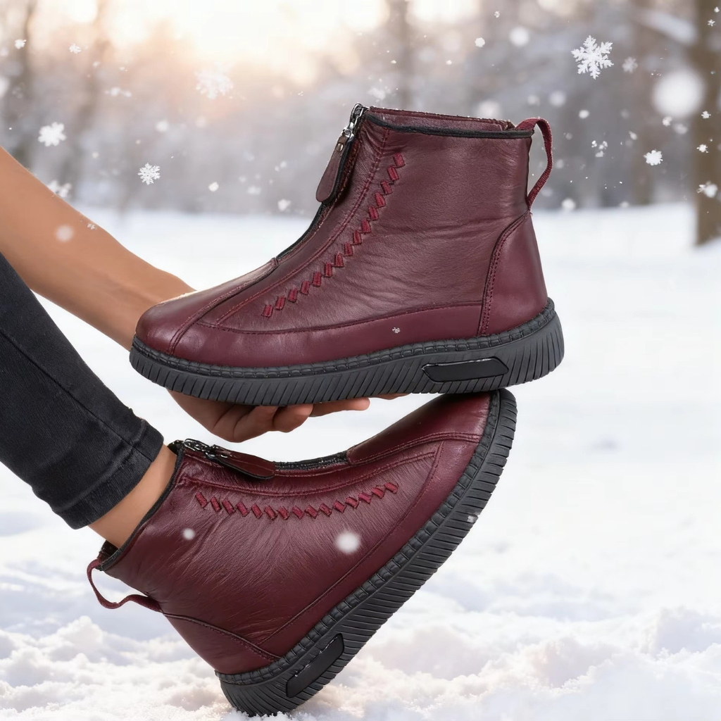Comfortable Winter Shoes for Women with Fleece Lining Side Zip Ankle Boot Style