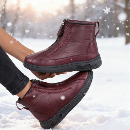 Comfortable Winter Shoes for Women with Fleece Lining Side Zip Ankle Boot Style