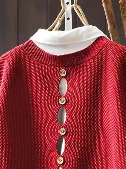Comfortable Knit Sweater Vest for Women with Round Neck Sleeveless Button Back Oversized Relaxed Style