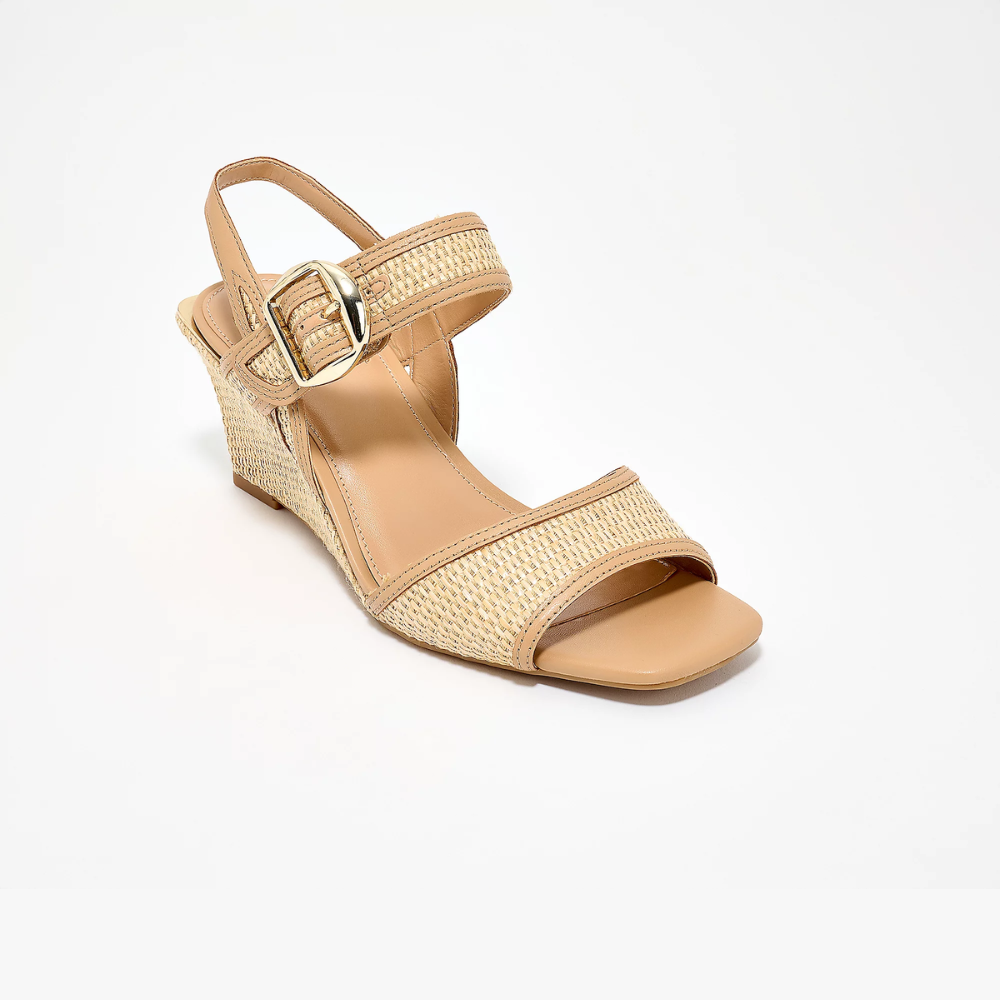Elegant Wedge Sandals for Women with Ankle Strap Buckle Detail Espadrille Open Toe Style