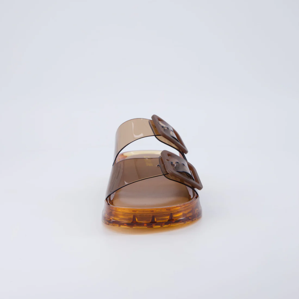 Comfortable Jelly Sandals for Women with Double Buckle Strap Translucent Slide Waterproof Style