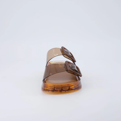 Comfortable Jelly Sandals for Women with Double Buckle Strap Translucent Slide Waterproof Style