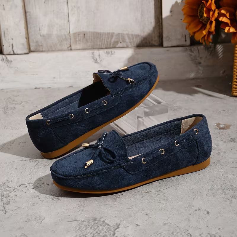 Comfortable Loafers for Women with Bow Detail Studded Trim Slip On Flat Style