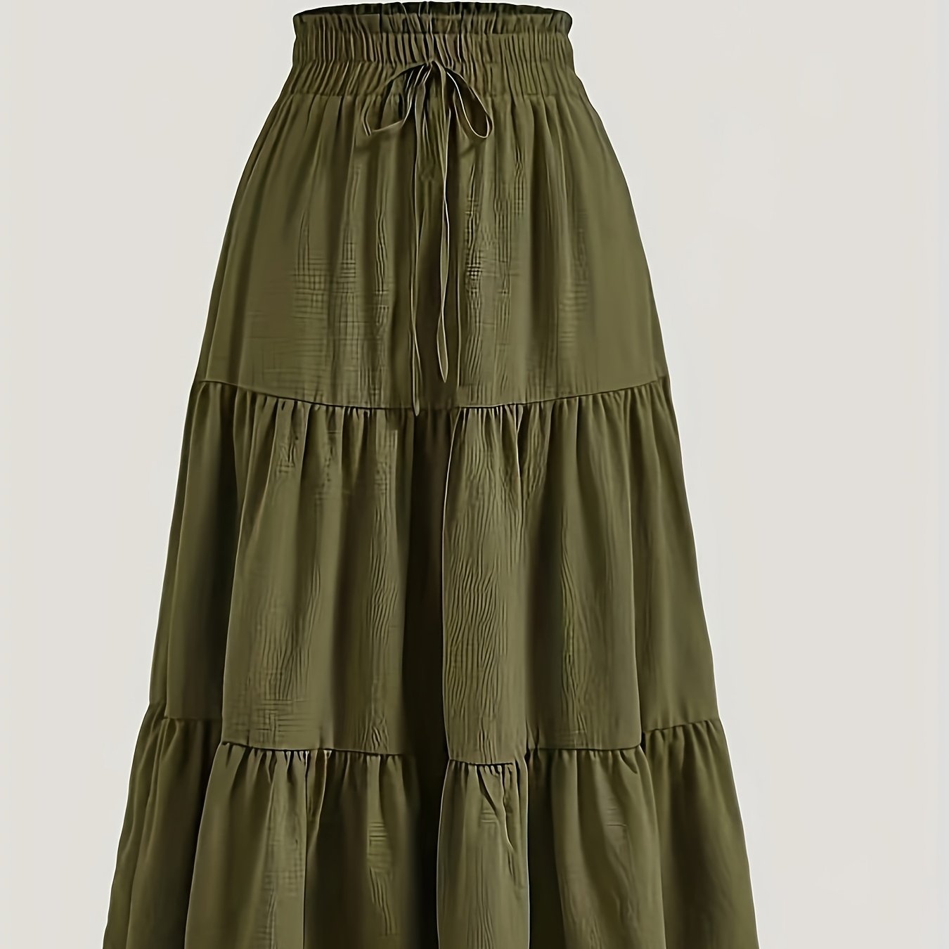 Effortless Tiered Maxi Skirt for Women with Paperbag Waist Drawstring Tie Flowing Boho Style