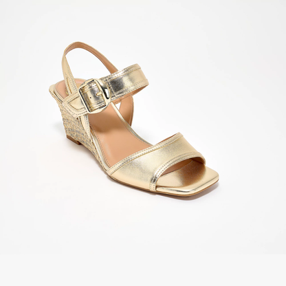 Elegant Wedge Sandals for Women with Ankle Strap Buckle Detail Espadrille Open Toe Style
