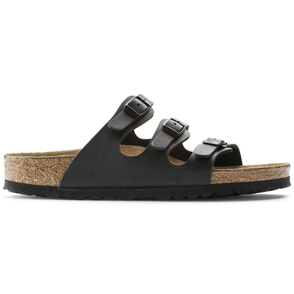 Comfortable Sandals for Women with Triple Buckle Strap Cork Footbed Flat Slide Style