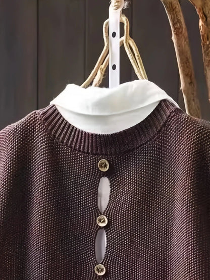 Comfortable Knit Sweater Vest for Women with Round Neck Sleeveless Button Back Oversized Relaxed Style