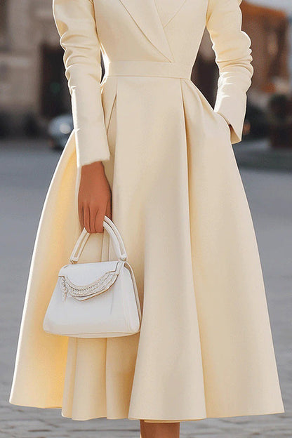 Elegant Tailored Blazer Dress for Women with Notch Lapel Long Sleeve Fit and Flare Wrap Style